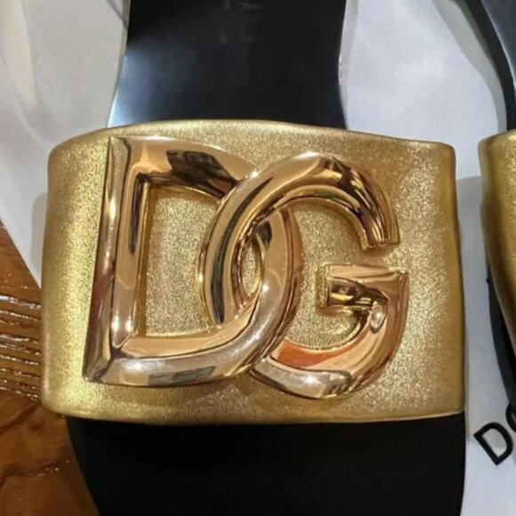 Dolce & Gabbana Gold and Black Sandals - Picture 3 of 4
